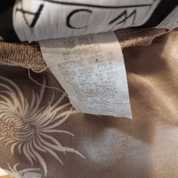 ACW Design Brown Tan Geometric Floral Sleeveless Funnel Neck Shirt Tank Top - Picture 4 of 4